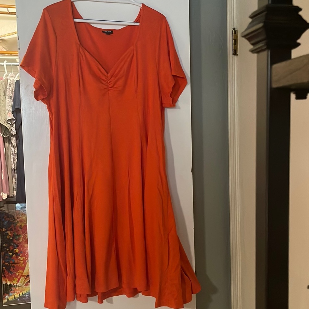 Orange Knit Dress with Pockets